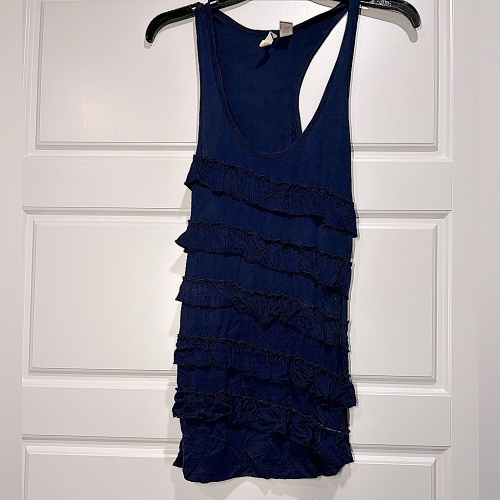 Navy Racerback fringe tank